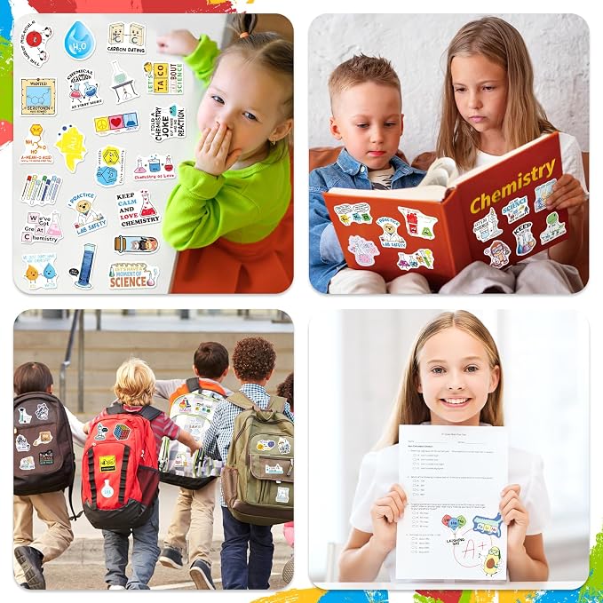 200 PCS Chemistry STEM Stickers | Laboratory Classroom Decor, Waterproof Vinyl, For Teachers Students Kids Teens Adults, For Water Bottle Laptop Notebook