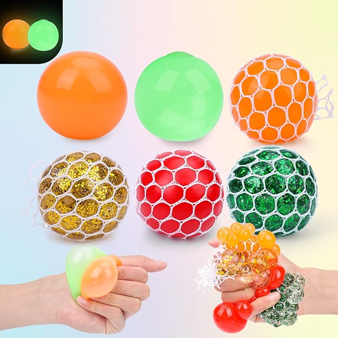 20Pack Stress Balls, Squishy Balls, Squeeze Balls for Adults | Stress Relief Balls, Prize Box Stuffers, Party Favors