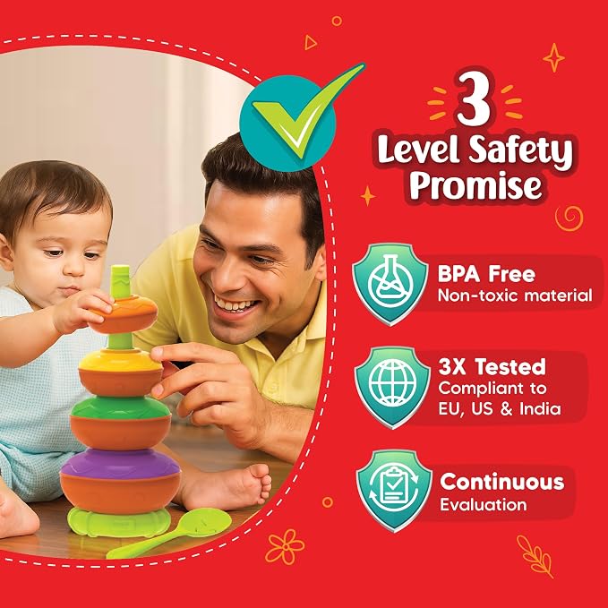 Imagimake Leaps & Bounds - Stacking Pots, 5-in-1 Activity Toy, Ages 6M+ | Early Learning Toy, Learn Colors, Stacking, Nesting & Size Sorting, First Birthday Gift for Babies 6,7,8,9,10,11,12 Months