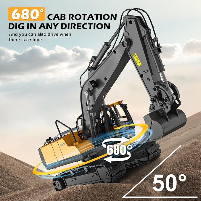 Remote Control Excavator Toy for Boys 6-11 yrs Old,11-Channel RC Excavator Toy,with Metal Shovel,2.4Ghz RC Construction Vehicle,Ideal Gifts for Kids on