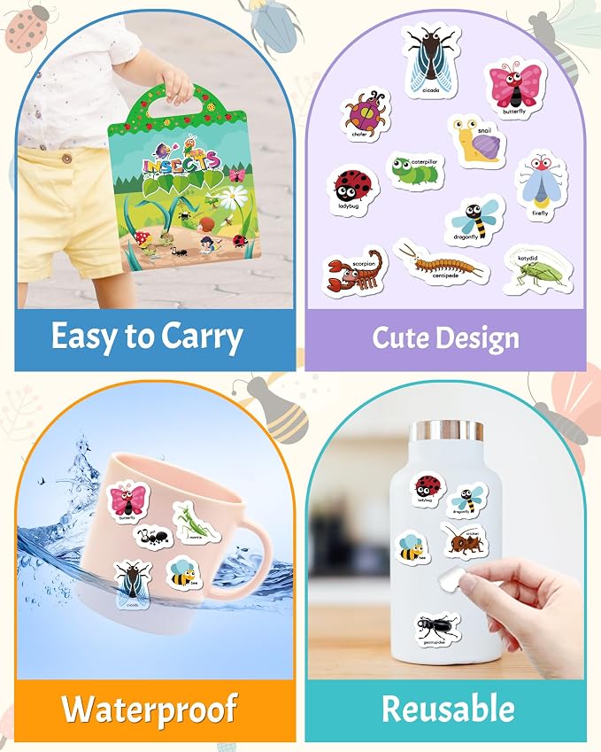 Benresive Reusable Sticker Book for Toddlers, Travel Stickers for Kids | Toddler Travel Activities Toys, Birthday Gifts for Boys & Girls, Airplane Travel & Road Trip Essentials Kids