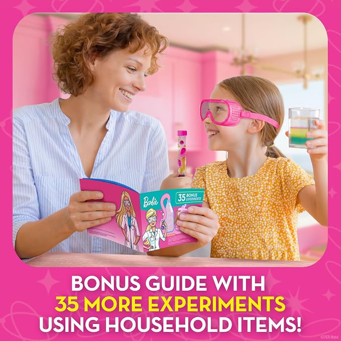 Barbie™ Chemistry Science Kit with 50 Experiments for Kids Ages 8-12 | 50 Experiments, Lab Gear and Goggles, Glow in the Dark Slime, Lava Lamp, Chemistry Activities, STEM Learning, The STEAM Lab