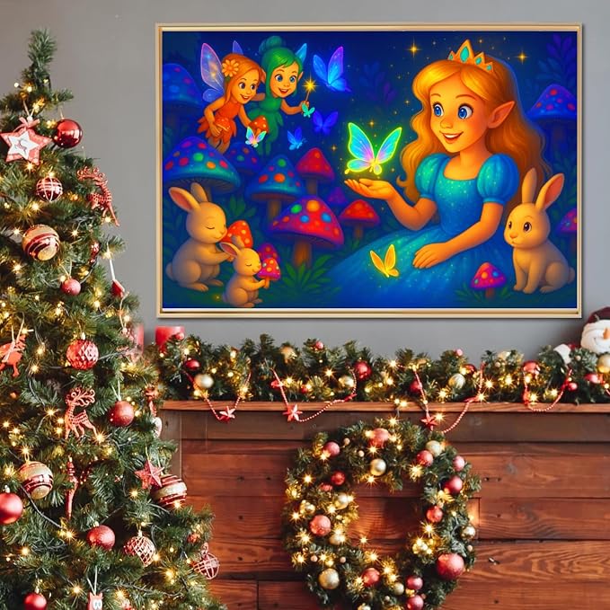 100 Piece Puzzles for Kids Girls Boys Ages 4-10, Fairy Princess and Bunny | Learning Educational Jigsaw Puzzles Toys with Full-size Poster, Holiday/ Birthday/Party/School Gifts for Children