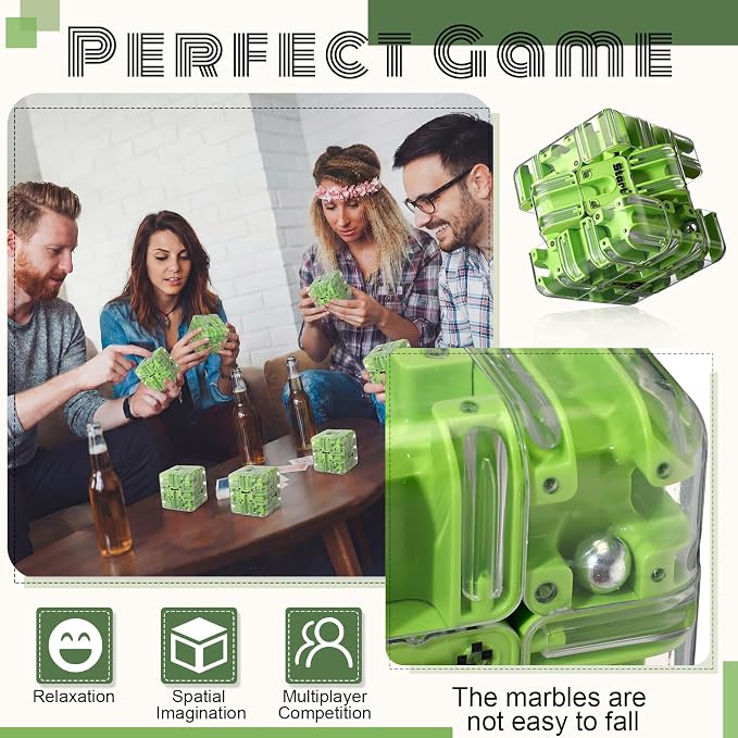 1 Sets Large Labyrinth 3D Maze Cube Puzzle Maze Game Gravity 3D Puzzle Cube Brain Teaser Ball Games for Kids Education Sensory Toys Gift for Adults (Classical,Dark Green)