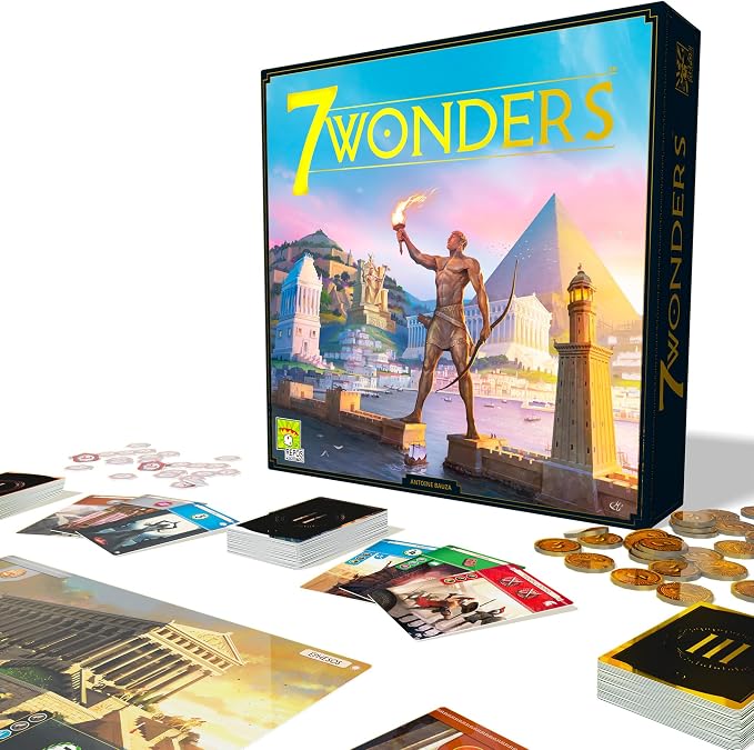 Asmodee 7 Wonders Board Game (New Edition) - Lead Your Civilization to Prosperity, Strategy Game for Kids and Adults, Ages 10+, 3-7 Players, 30 Minute Playtime | Lead your civilization through three Ages and build one of history's greatest wonders. Age...
