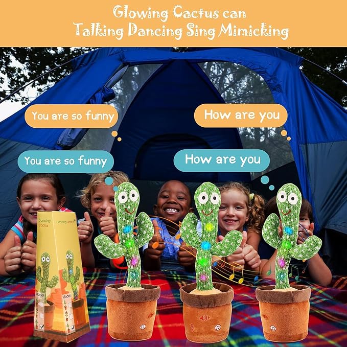 Emoin Talking Cactus Toy, Dancing Cactus Baby Toy | Mimicking Recording Repeating What You Say, Educational Interactive Baby Boys Girls Toys, Volume Adjustment