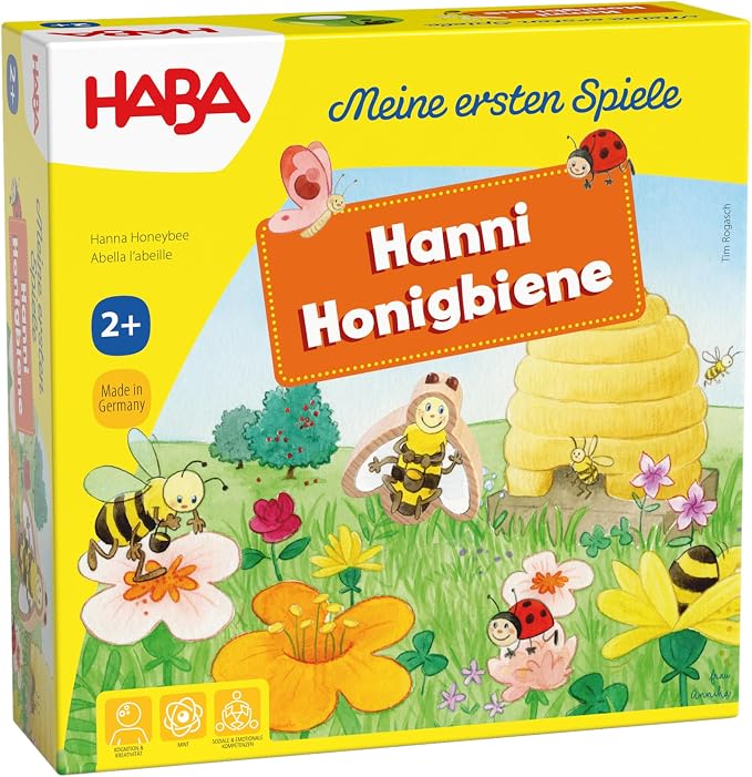 HABA My Very First Games Hanna Honeybee - 2 Cooperative Color Die Games Ages 2+ (German Box)