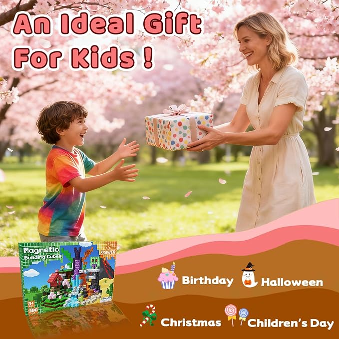 Magnetic Blocks, 300PCS Toys Building Cube Birthday Gifts for Kids | Magnetic Cubes, 0.8 inches Building Blocks, STEM Construction Toys Christmas Birthday Gifts for Kids Boys Girls