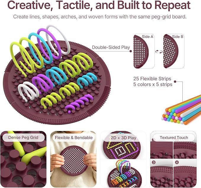 Sensory Activity Board:Fidget Toy for Anxiety, ADHD Kids & Adults | sensory toys for Kids 3+ and Adults, with 25 pull strings and a portable bag for travel, classrooms and everyday play