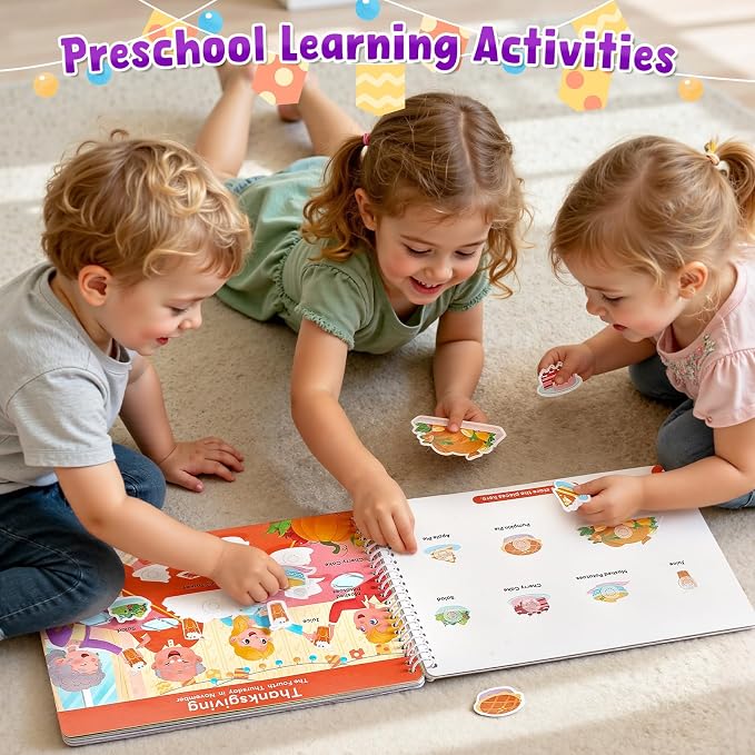 JoyCat Holiday Busy Book for Toddlers Ages 3-5, English | 15 holidays including Easter, Diwali and Thanksgiving encourage creativity and preschool skills at home or during travel