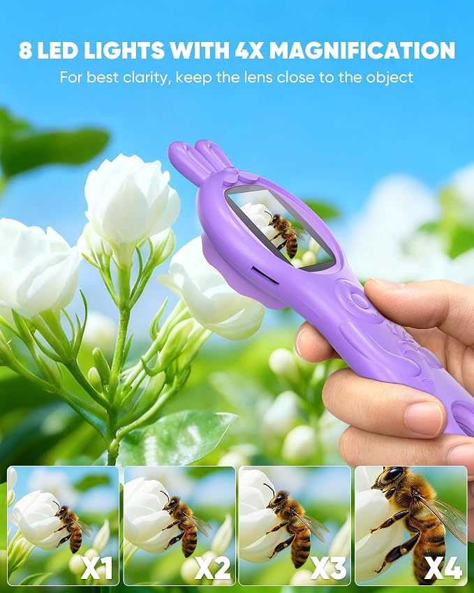T TAKMLY Mini Pocket Digital Microscope, Macro Fixed Focus Magnifying Glass, Portable Handheld USB Digital Microscope 500x Magnification, 4X Zoom