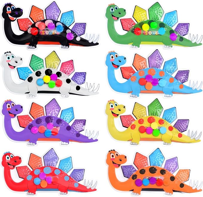 8Pcs Dinosaur Color Sorting Sensory Toys for Kids with Autism Toddler Toys for Airplane Travel Road Trip Montessori Toys Fine Motor Skills Easter Basket Stuffers Gifts for Kids Boys Girls