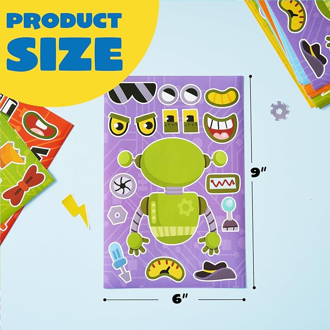 JOYIN 36 Sheets 9"x6" Make a face Stickers for Kids, Make Your Own Robot Stickers, Crafts Birthday Party Favors, Goodie Bags Classroom Activities