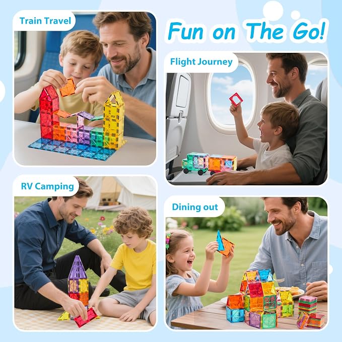 Anbalulu 134PCS Magnetic Building Tiles, Gift for Boys and Girls Ages 3+ | Durable STEM Toys with Strong Magnets for Kids, Educational Building Blocks for Group Play Activities