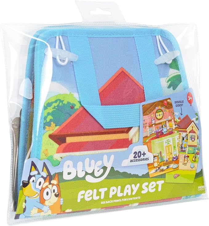 Bluey Felt Playhouse, Double-Sided Play Scene with Built-in Storage, 20 Felt Characters & Accessories, Travel-Friendly Bluey Toys, Road Trip Essentials, Toddler Activities, Fun Toys & Games