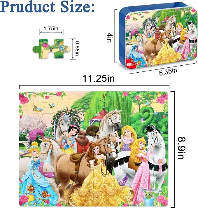 Puzzles for Kids Ages 4-6,100 Piece Puzzles for Kids Ages 6-8 in Metal Box | Educational Learning Jigsaw Puzzles Puzzle Games for Boys and Girls