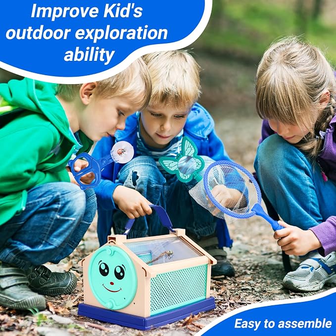 Garma Bug Catcher Kit for Kids, Outdoor Explorer Kit for Toddler with Insect Collection Box Bug Catching Tools and Magnifying Glass Spring Insect Catching Kit Summer Nature Toys Birthday Gifts