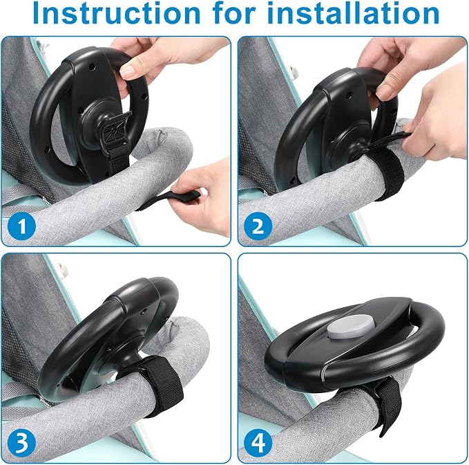 Accmor Stroller Steering Wheel Toy, Steering Wheel for Shopping Carts | Simulated Steering Wheel Universal Detachable Pretend Driving Funny Stroller Toy Attachment