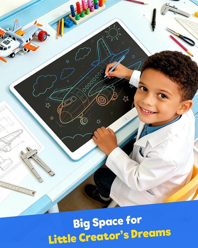 20inch LCD Writing Tablet with Stylus, Erasable Doodle Board Mess Free Drawing Pad for Kids, Car Trip Educational Toys Birthday Christmas Gift for 3 4 5 6 7 Girls Boys（Blue）
