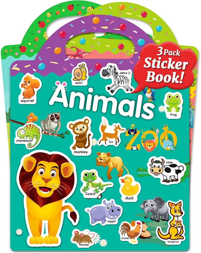 Benresive Reusable Sticker Book for Toddlers, Stickers for Kids, Travel Toy | Toddler Toys, Boys Girls Birthday Gifts, Airplane & Road Trip Essentials Kids, No Mess Waterproof Toddler Crafts Activities
