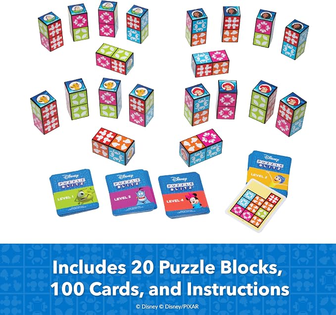 Disney Puzzle Blitz, Puzzle Game, Board Games for Family Night, 8+ | Disney Toys, Family Game Night, Travel Games, Screen-Free, Holiday Game, Kids Board Game, Strategy Games
