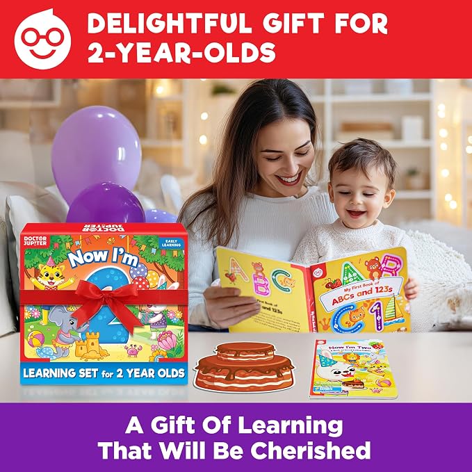 Doctor Jupiter Now I AM 2 Educational Learning Toy for 2 Year Olds | Set of Board Books and Fun Activities, Birthday Gift for Boys & Girls, Preschool Learning Activities