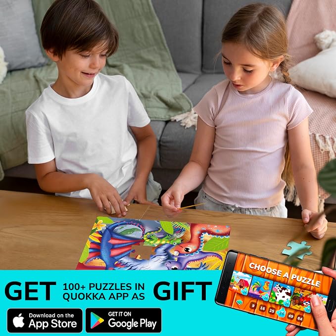 60 Piece Puzzles for Kids Ages 4-6 - 4 Jigsaw Toddlers Puzzles Ages 3-5 | Space, Dino, Firefighters Puzzles for Children Ages 6-8 - Educational Gift Game for Boys and Girls
