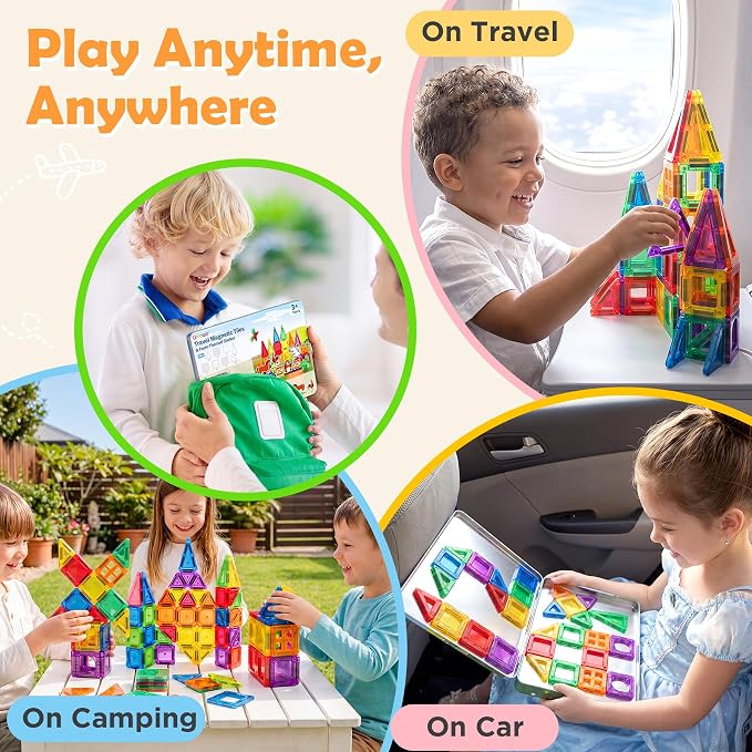 URMYWO Magnetic Building Tiles, Magnetic 3D Blocks Construction Playboards | 46 Pcs, STEM Creative Educational Toys for Kids Ages 4-8, Preschool Kindergarten Game, Farm Theme, Boy Girl Birthday Gifts