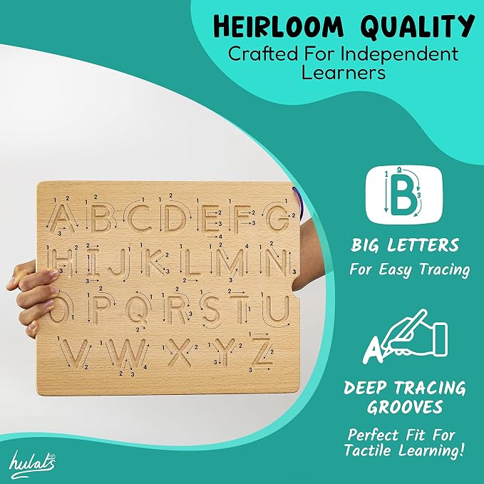 Learn to Write: Wooden Letter Tracing Board Set Ages 3-5 | Deep Grooved Handwriting Practice, Montessori toys for 3+ year old, alphabet and number tracing set with arrows