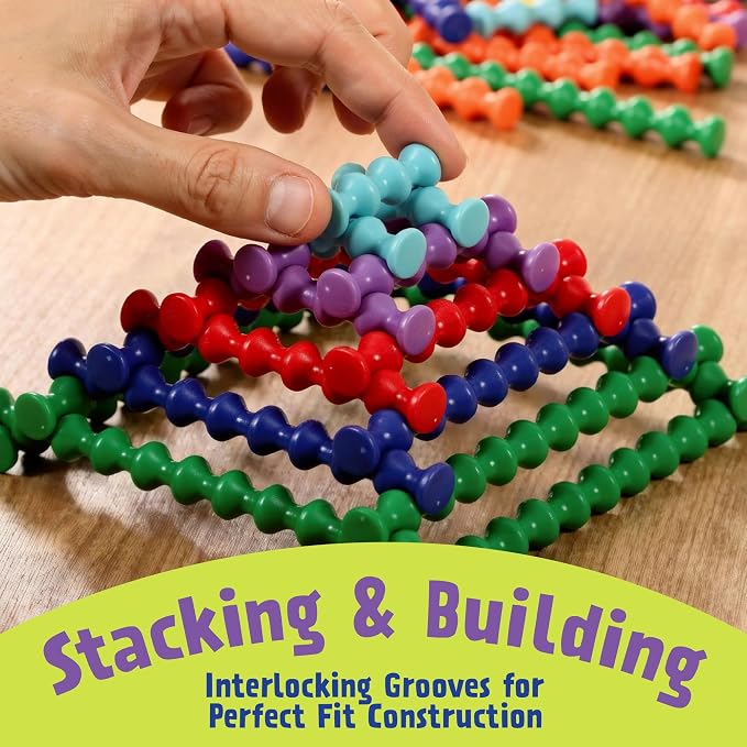 POPULAR PLAYTHINGS Playstix, Super Set 400 Piece, Building Sticks Kit | for Kids Ages 4 and Up, Construction Stem Building Toy Gift, for Boys & Girls, for Kids