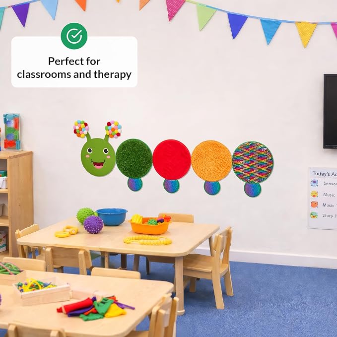 Sensory Wall Panel for Kids | Touch, Feel & Learn | Caterpillar Sensory Room Toys | Activity Play Panels | Wall Busy Board | Calm Down Corner Equipment | Flip Sequin Fabric | For Autism, ADHD, Anxiety