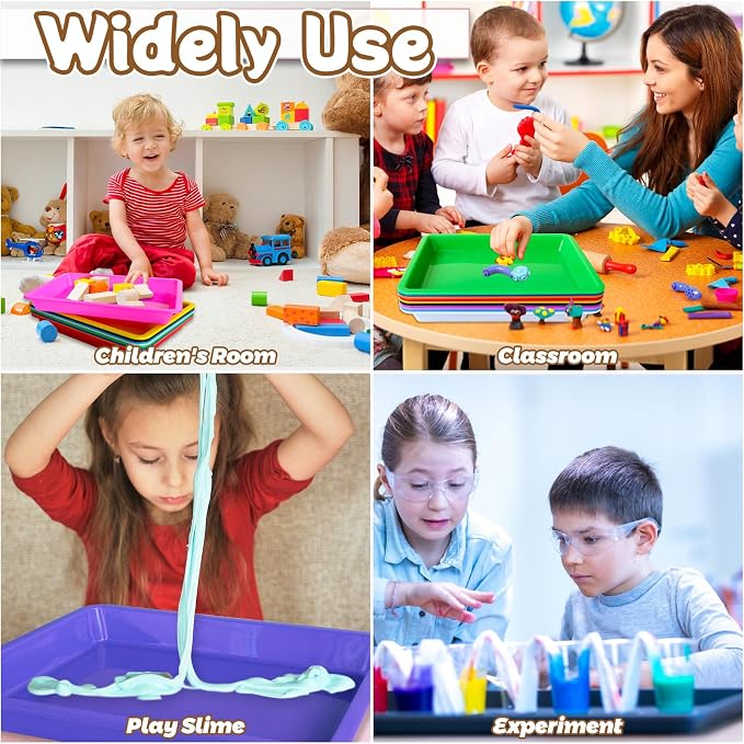 10 Pack Multicolor Plastic Art Trays,10 Colors Activity Crafts Tray,Colorful Art Organizer Trays,Art Serving Tray for DIY Projects,Painting,Beads,Home School Crafts