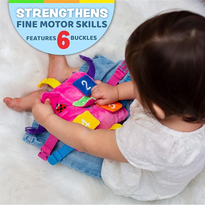 Buckle Toys, Bella Square, Learning Activity, Easy Travel Toy for Toddlers | Develop Motor Skills and Problem Solving, Travel Toy Perfect Car Travel Accessories for Long Trips