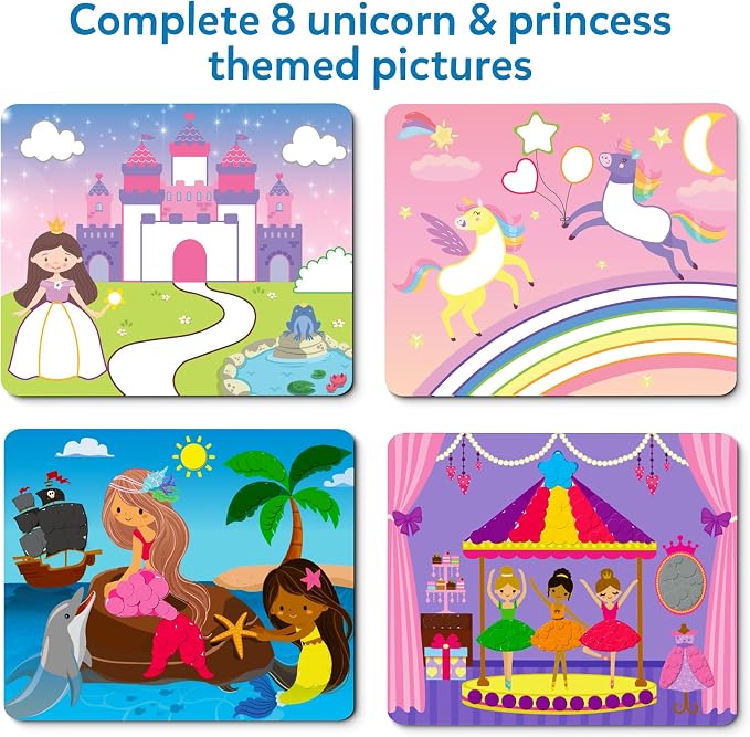 Skillmatics Dot It Sticker Art – Unicorns & Princesses, Craft Kit for Kids | 500+ Stickers, DIY Scrapbooking Activity, Screen-Free Travel Toys, Gift for Toddlers, Girls & Boys Ages 3, 4, 5, 6, 7