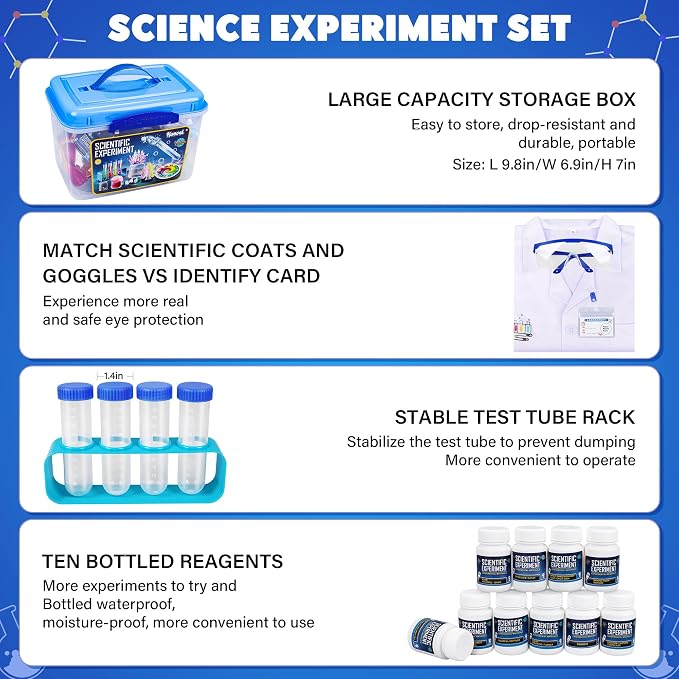 Science Kit for Kids,120 Science Lab Experiments,Scientist Role Play | STEM Educational Learning Scientific Tools,Birthday Gifts and Toys for 6 7 8 9 Years Old Boys Girls Kids