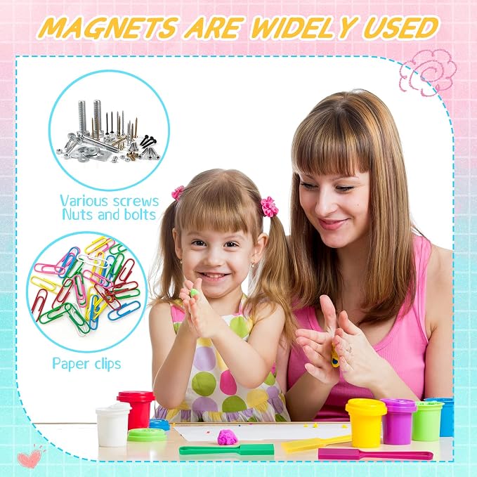 Honoson Magnet Wands for Kids Classroom Educational Learning Kits Rainbow Magnetic Wand Bulk 8 Inch Preschool Science Experiment Tools Learning Toys Bingo Games, 6 Colors (12 Pcs)