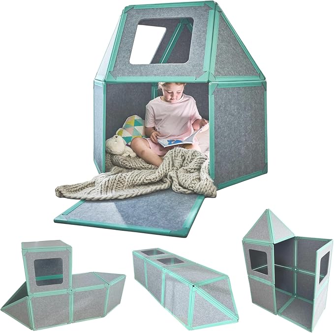 Superspace Giant Magnetic Fort Building Panels - The Little Set, Pine, 16 Panels, Life-Size Magnetic Tiles for Kids, Build Forts Castles Nooks, Eco-Felt STEM Toy Ages 3+, Indoor & Outdoor