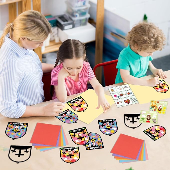 Qyeahkj 36 Set Easter Jesus Cross Suncatchers Crafts for DIY Christian Religion Cross Window Tissue Paper Craft Kit Hanging Decor for Home Activity Art Project Birthday Party Favor