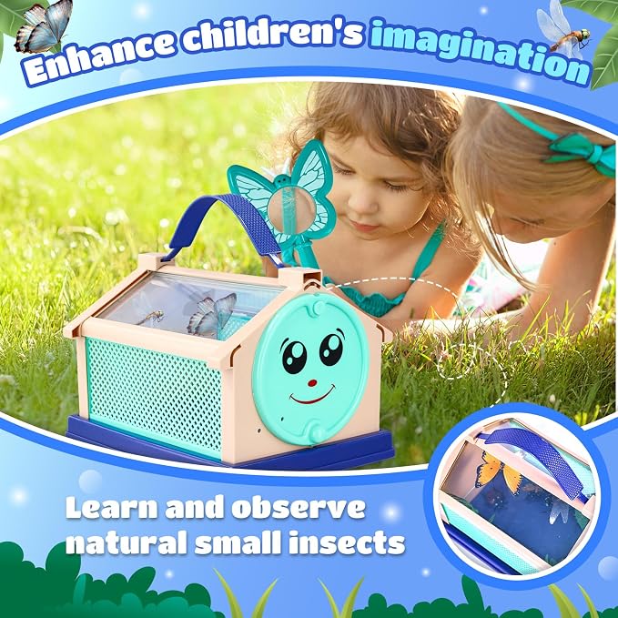 Garma Bug Catcher Kit for Kids, Outdoor Explorer Kit for Toddler with Insect Collection Box Bug Catching Tools and Magnifying Glass Spring Insect Catching Kit Summer Nature Toys Birthday Gifts
