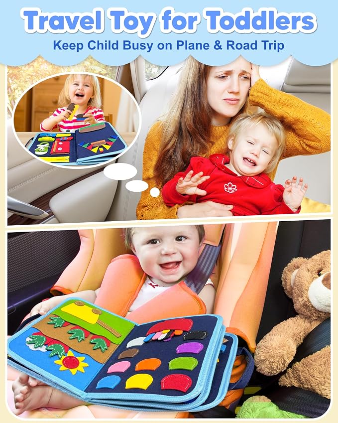 Busy Board Montessori Toys for Toddler Boy Birthday Gift Busy Book | Airplane Car Travel Toy, Learning Educational Toys, Activity Book, Toddler Activities, Sensory Toys, Fine Motor Skills