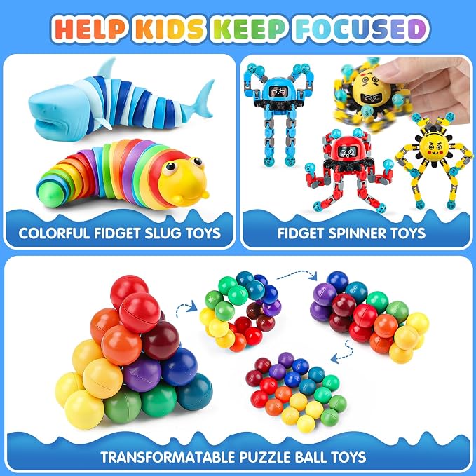 Fidget Sensory Toys for Kids Adults with Autism ADHD: 26 Pack Anxiety Relief Items Toy, Fun Classroom Prize & Travel Toys, Stress Relief Toy Gifts Party Favors for Kids