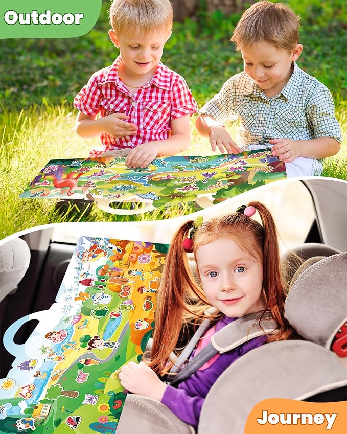 Walenced Reusable Sticker Book for Toddlers, Stickers for Kids, Toddler Toy | Toddler Craft Activities, Toddler Travel Toys, Boy Girl Birthday Gifts, Airplane Travel & Road Trip Essentials Kids