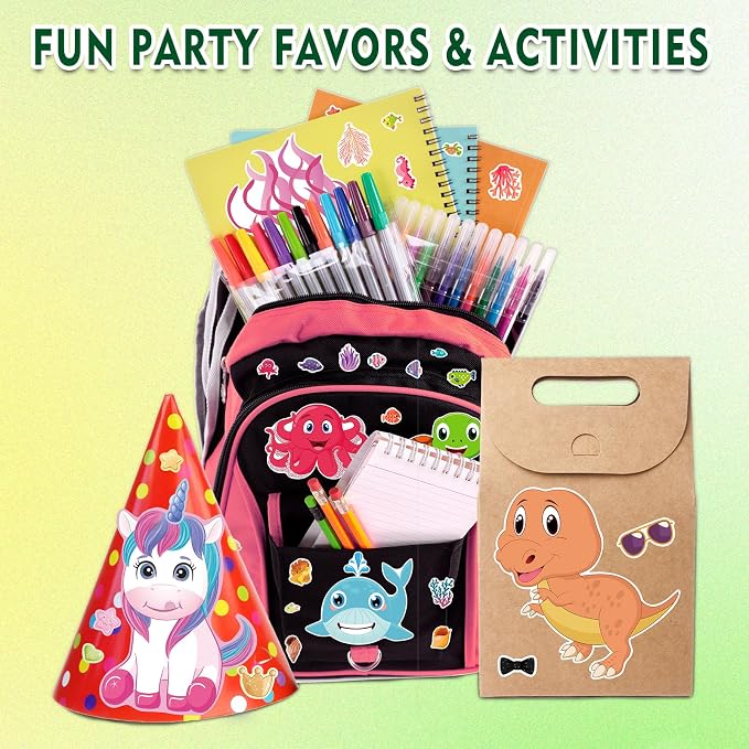 36 Make-a-Face Sticker Sheets for Kids | Mix 'n Match Animal Sticker Crafts with 6 Themes for Party Favors, Goodie Bag Stuffers & Classroom Activities
