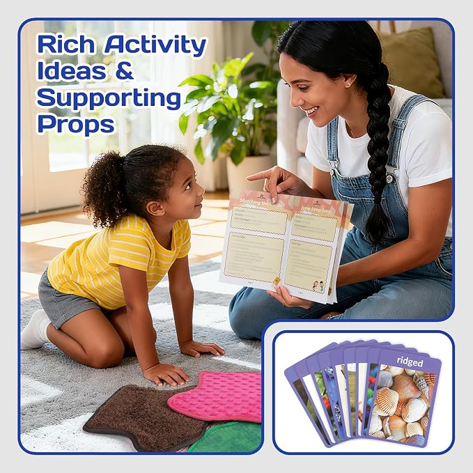 Upgraded Sensory Mats w/Activity Book, Sensory Toys for Kids with Autism (11 x 9 inches), Tactile Wall Panel Montessori Toy, Sensory Room Must Haves for Calming & Focused Learning