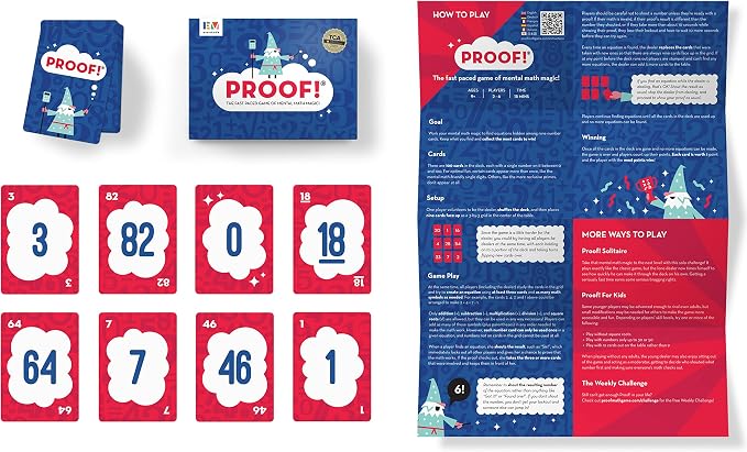 Evermade Proof Math Game - Fast-Paced Mental Math Card Game for Kids Ages 9-12, Teens & Adults - Teacher's Choice Award Winning STEM Educational Game for Family, Classroom & Homeschool