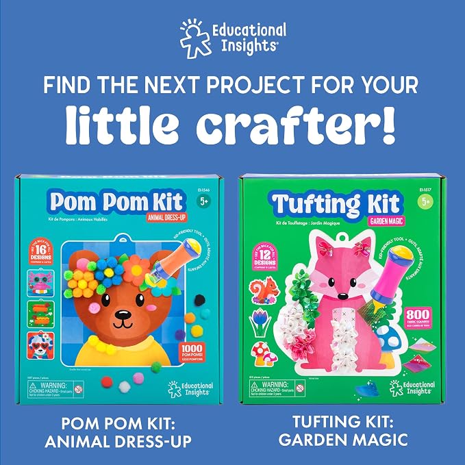 Educational Insights Jumbo Gem Kit - DIY Crafts for Kids Ages 4-8, Mess Free Toddler Arts and Crafts, Diamond Painting Kits for Kids 5-7, Beginner Paint By Gem Art Kits, Sticker Diamond Craft Kit