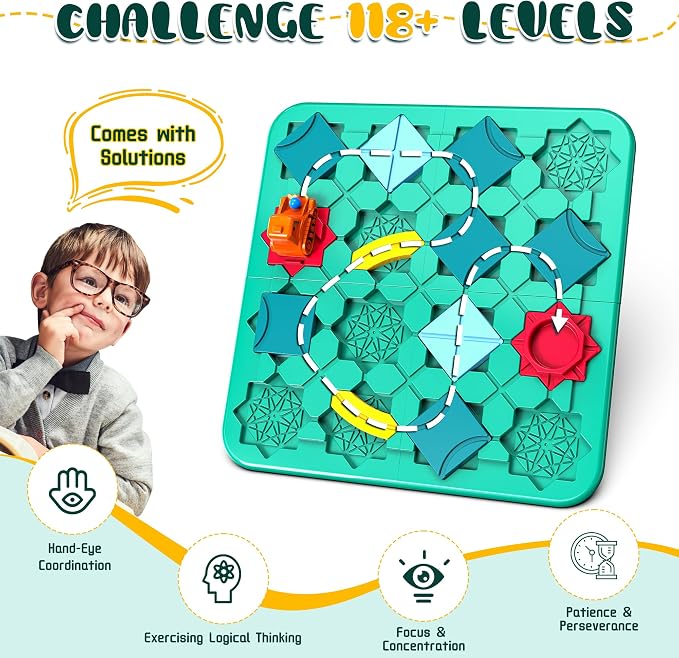 fygurso STEM Board Games for Kid, Puzzle Logical Builder Kids Toys, Preschool Montessori Brain Teasers Birthday for Kids 4-8 Years Old