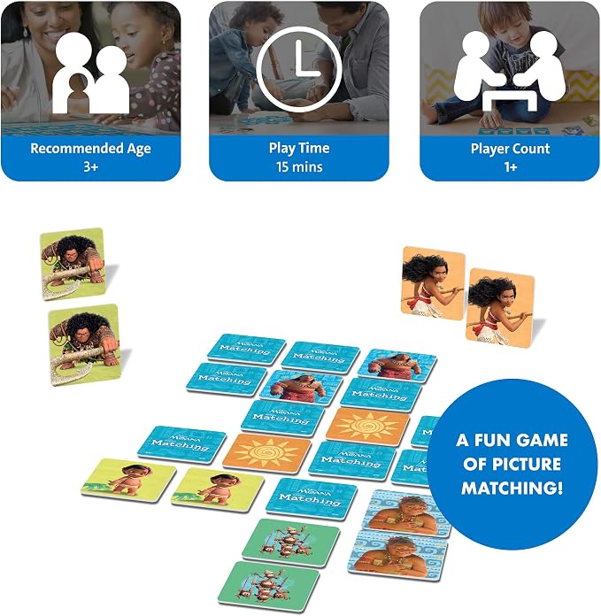 Wonder Forge Disney Moana Matching Game - Fun and Educational Memory Game for Boys and Girls Ages 3-5 - Featuring Moana and Maui - Toddler Learning Activity
