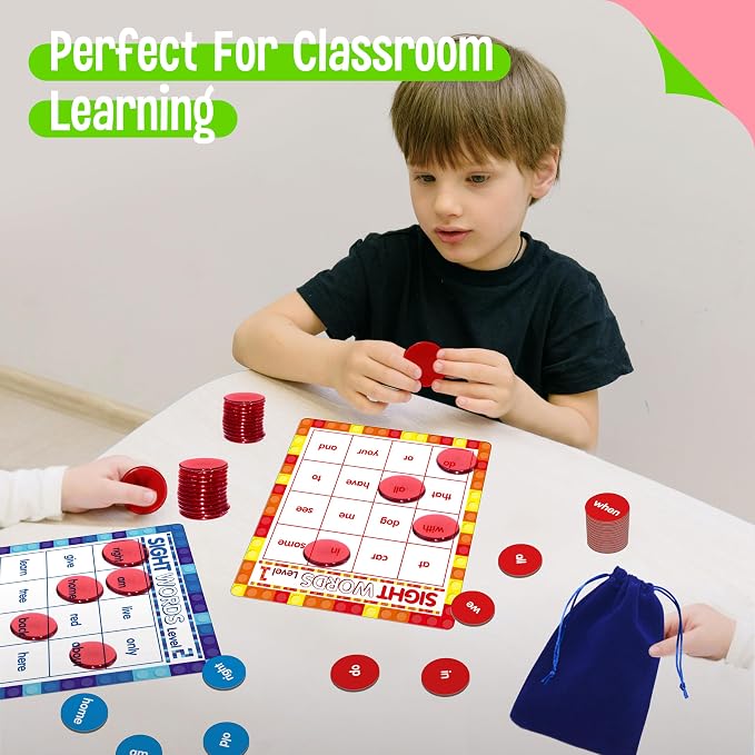 SpriteGru Sight Word Bingo Game, 160 Sight Words Learn to Read Level 1 & Level 2 Bingo Board Game Dolch's & Fry's Words Lists for Kindergarten and Preschool Kids 4-8, Perfect for Classroom & At Home