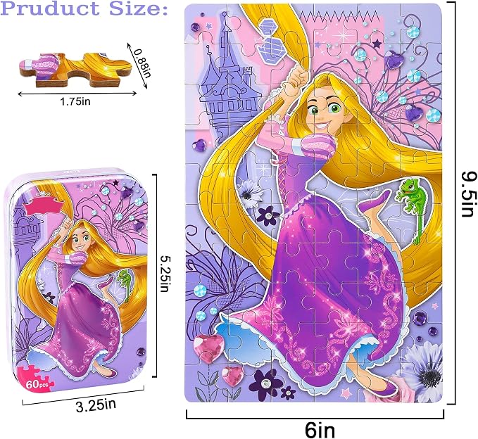 LELEMON Puzzles for Kids Ages 4-6, 60 Piece Puzzles for Kids Ages 3-5 | Cool Jigsaw Puzzles Kids Puzzles in a Metal Box,Educational Learning Puzzle Games Puzzle Toys Gifts for Girls and Boys